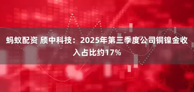 蚂蚁配资 颀中科技：2025年第三季度公司铜镍金收入占比约17%